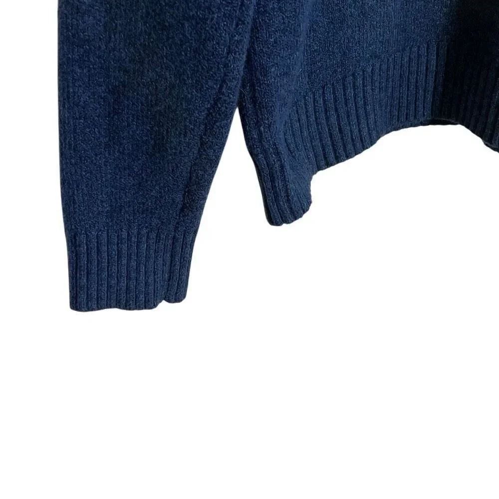 Banana Republic Cotton Blend Knit Crew Neck Pullover Sweater Navy Blue Sz Medium